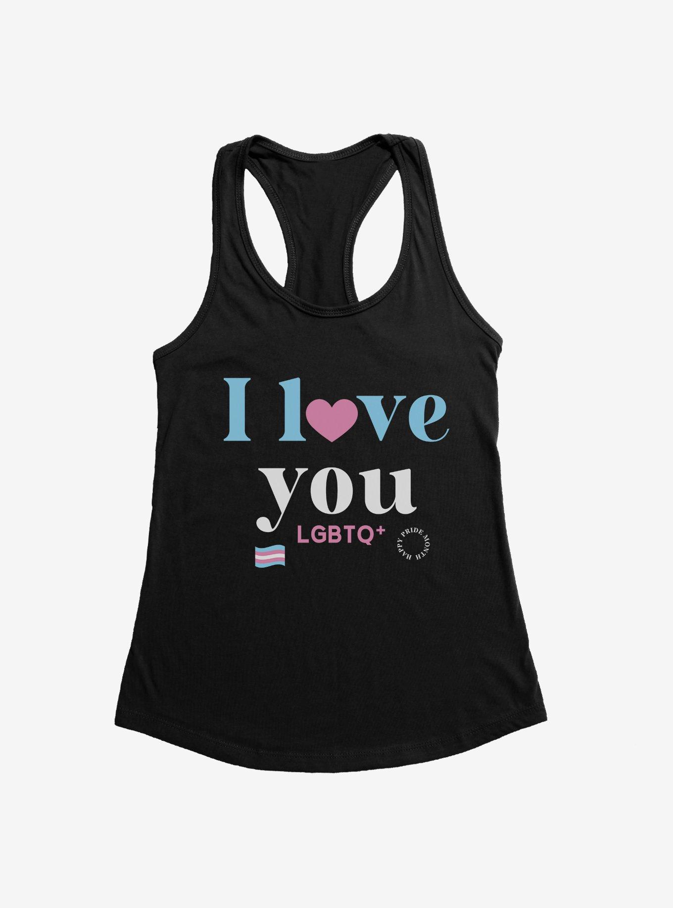 Pride I Love You Transgender Flag Girls Tank, BLACK, hi-res