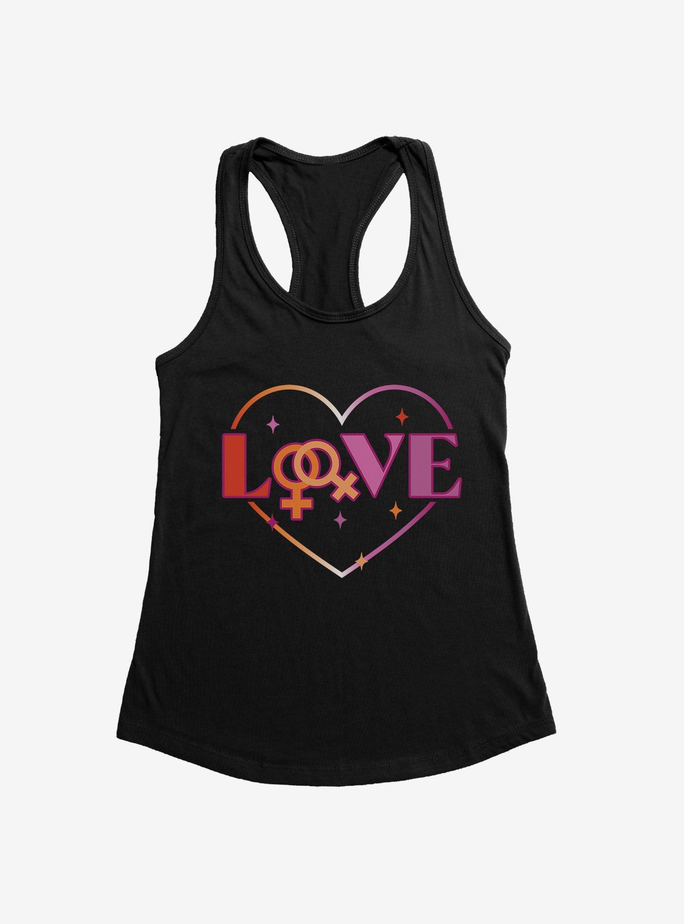 Pride Lesbian Love Heart Girls Tank, BLACK, hi-res