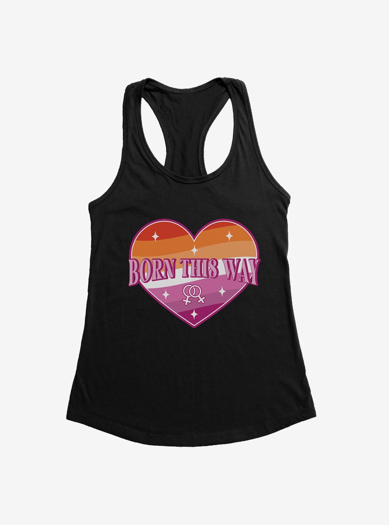 Pride Born This Way Lesbian Heart Girls Tank, BLACK, hi-res