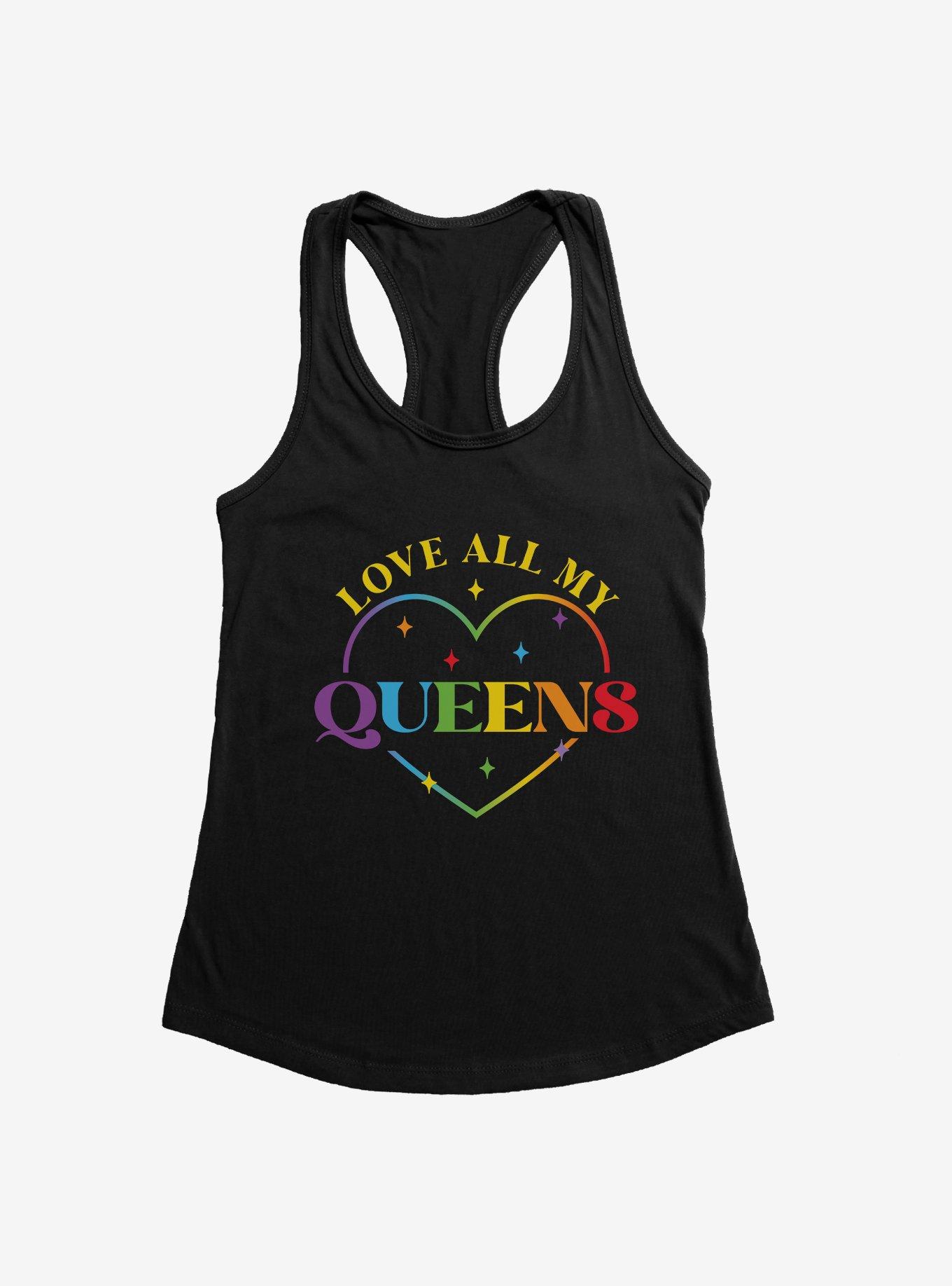 Pride Love All My Queens Heart Girls Tank, BLACK, hi-res