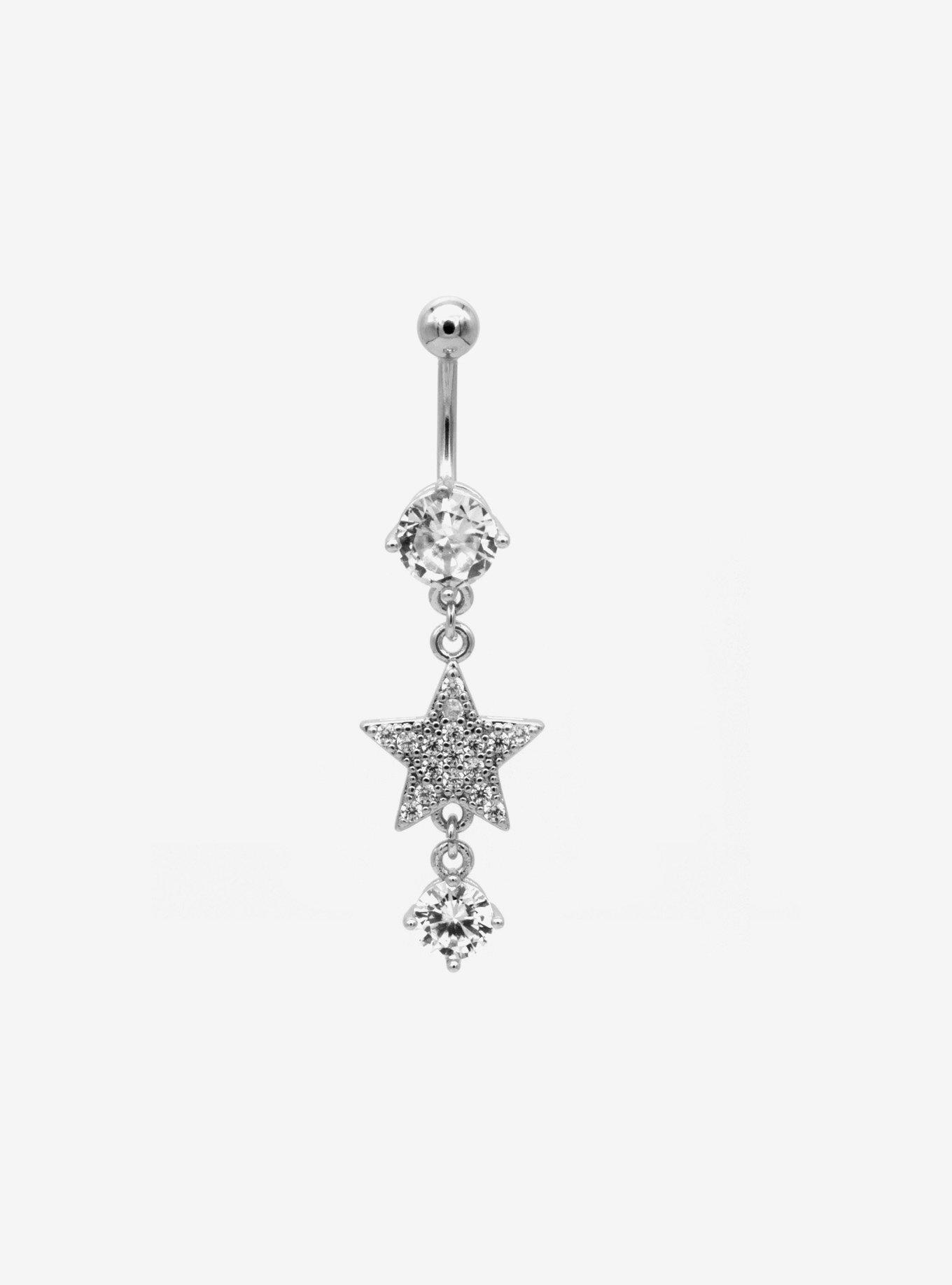 14G Steel Star Dangle Navel Barbell, , hi-res