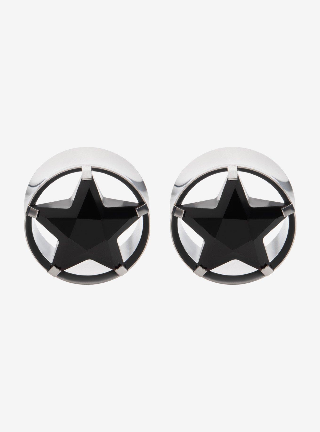 Steel Black Star Eyelet Plug 2 Pack, , hi-res