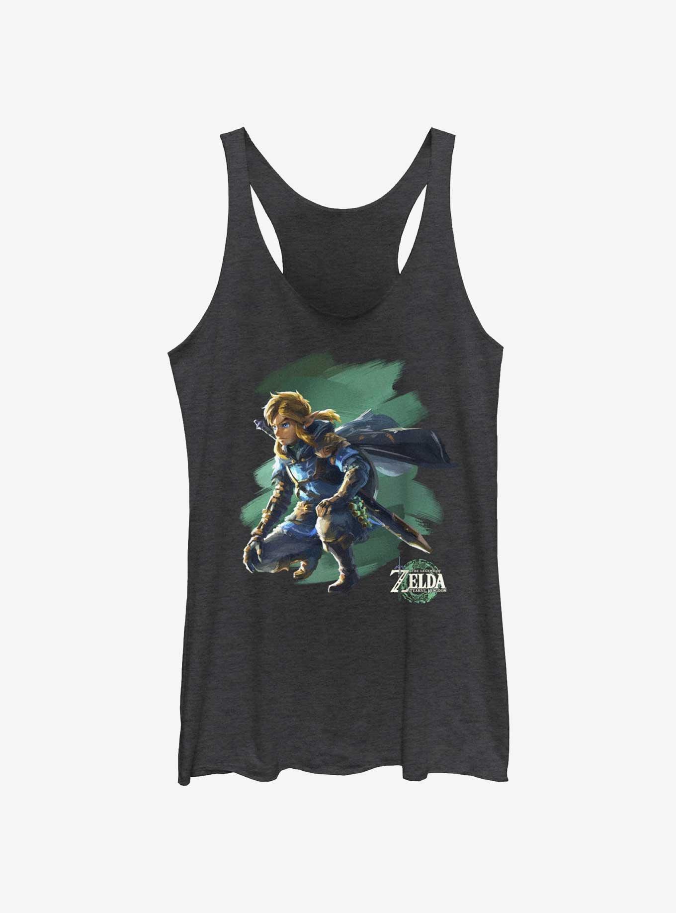 The Legend Of Zelda Tears Of The Kingdom Crouch Link Girls Tank, BLK HTR, hi-res