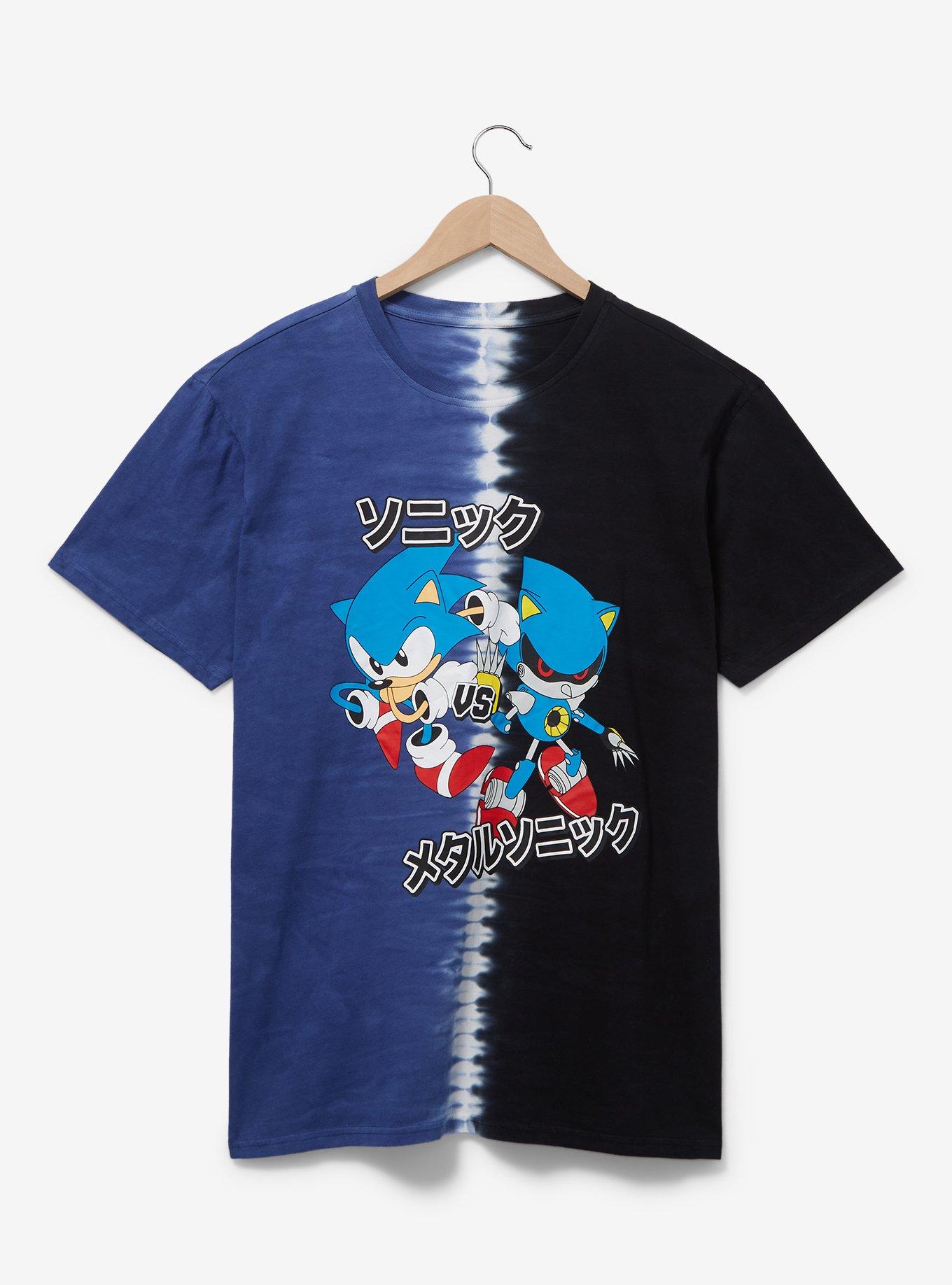 Sonic the Hedgehog Split Tie-Dye Metal Sonic vs Sonic T-Shirt - BoxLunch Exclusive, BLUE, hi-res