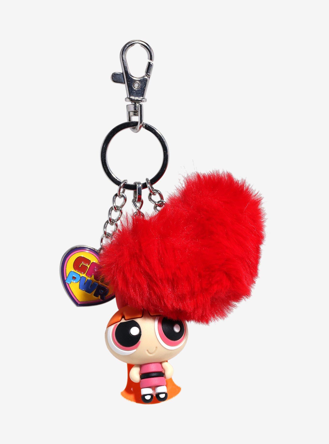 The Powerpuff Girls Blossom Heart Pom Charm Key Chain, , hi-res