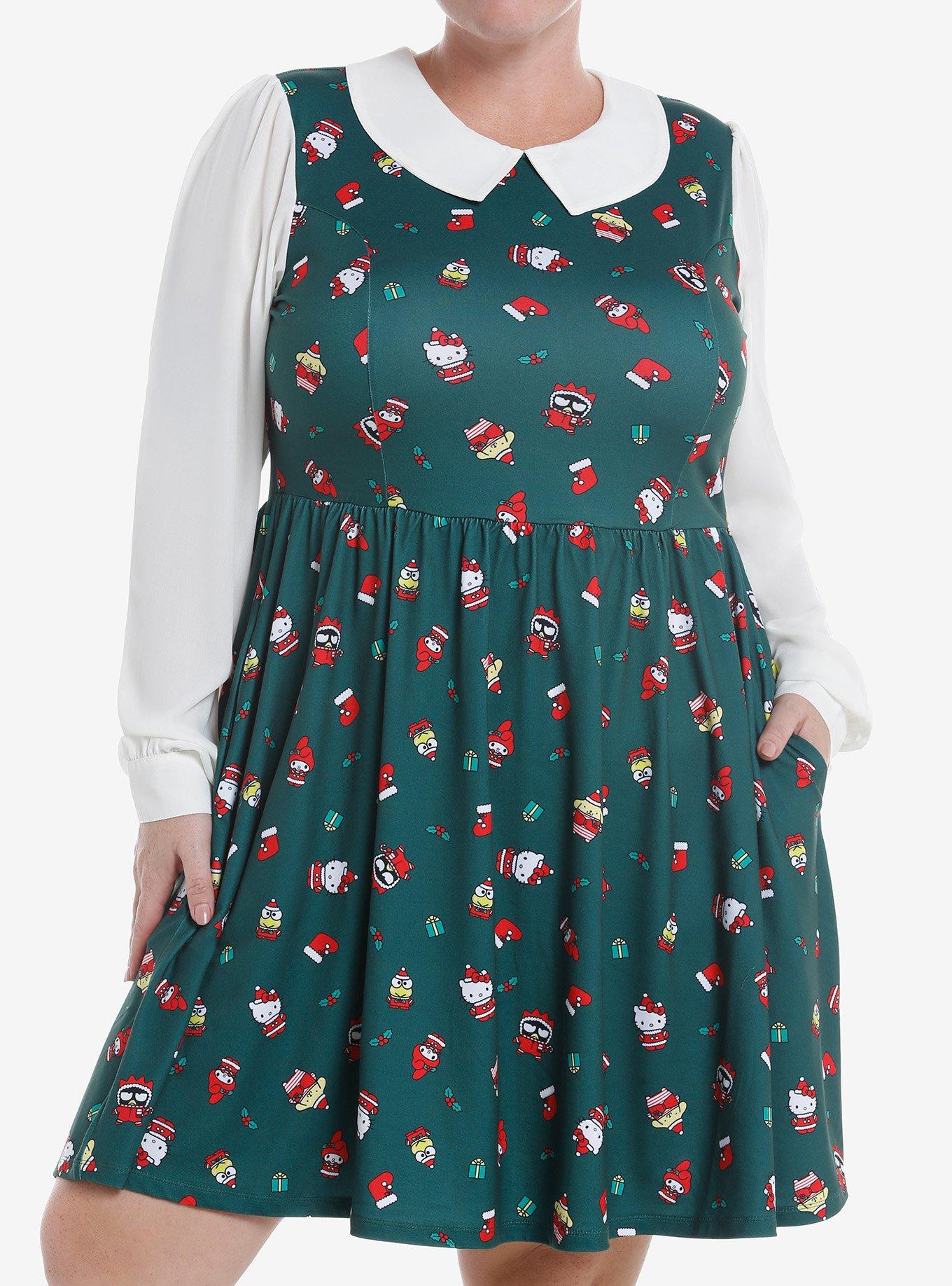 Hello Kitty And Friends Holiday Collar Dress Plus Size, MULTI, hi-res