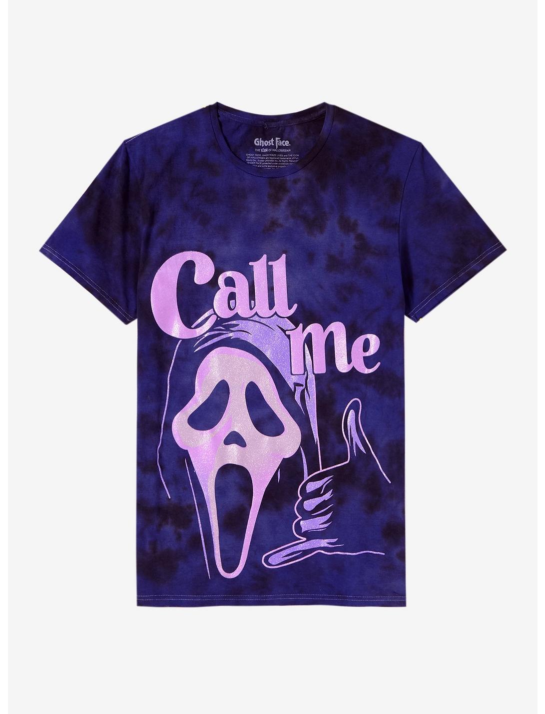 Scream Ghost Face Call Me Glitter Tie-Dye Boyfriend Fit Girls T-Shirt, MULTI, hi-res