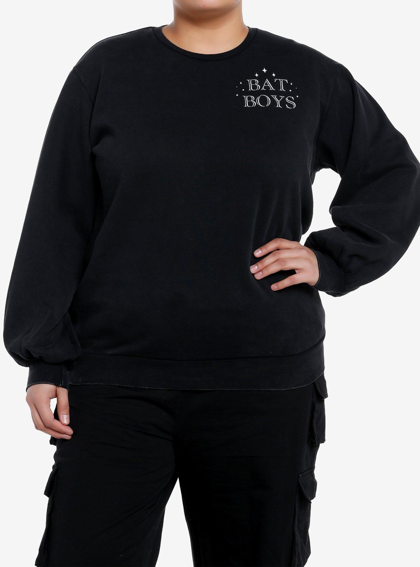 A Court Of Thorns And Roses Bat Boys Oversized Sweatshirt Plus Size, BLACK MINERAL WASH, hi-res