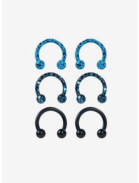 Steel Blue & Black Splatter Circular Barbell 6 Pack, , hi-res
