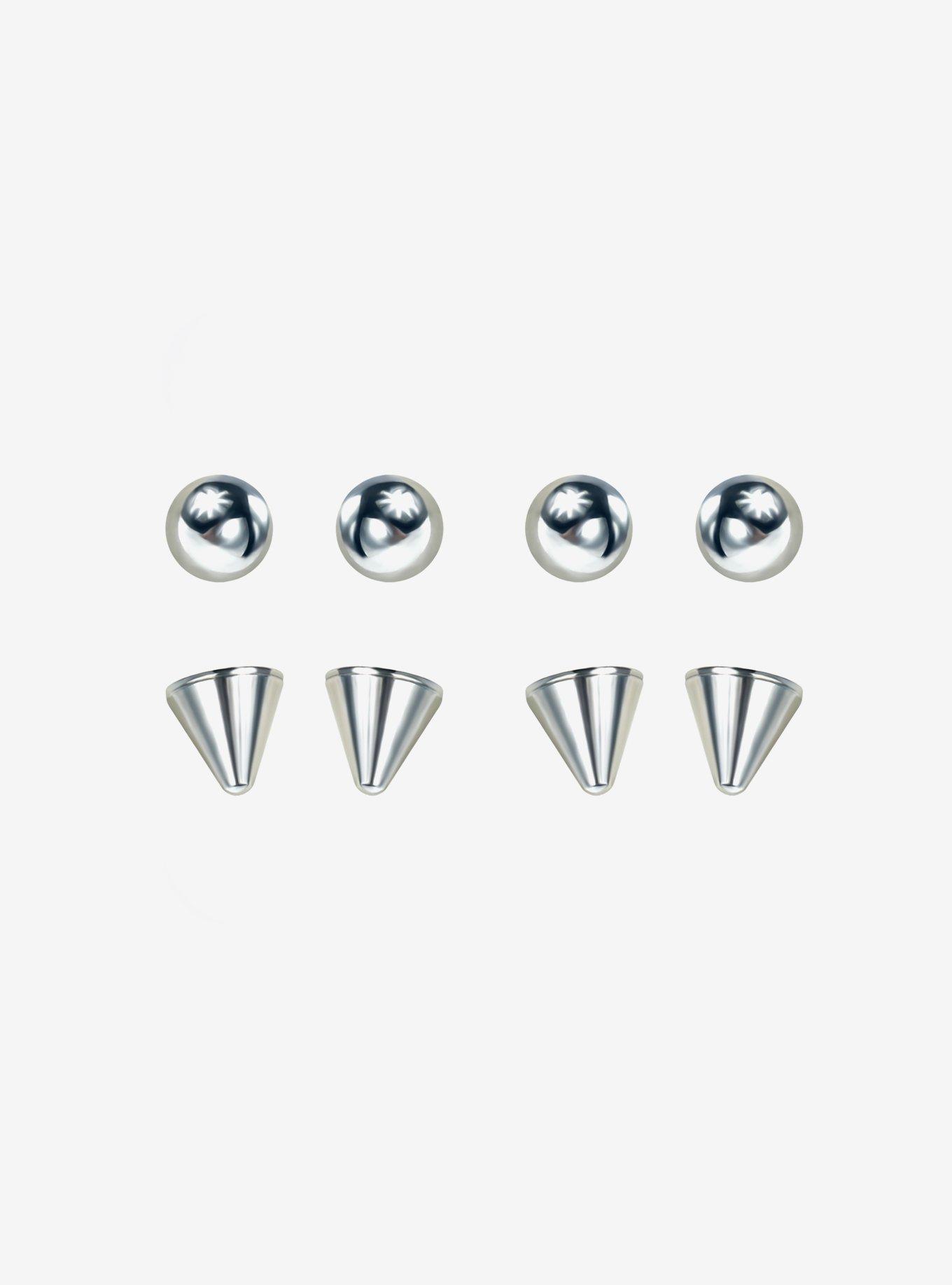 Steel Ball & Spike Circular Barbell Ends 8 Pack, MULTI, hi-res