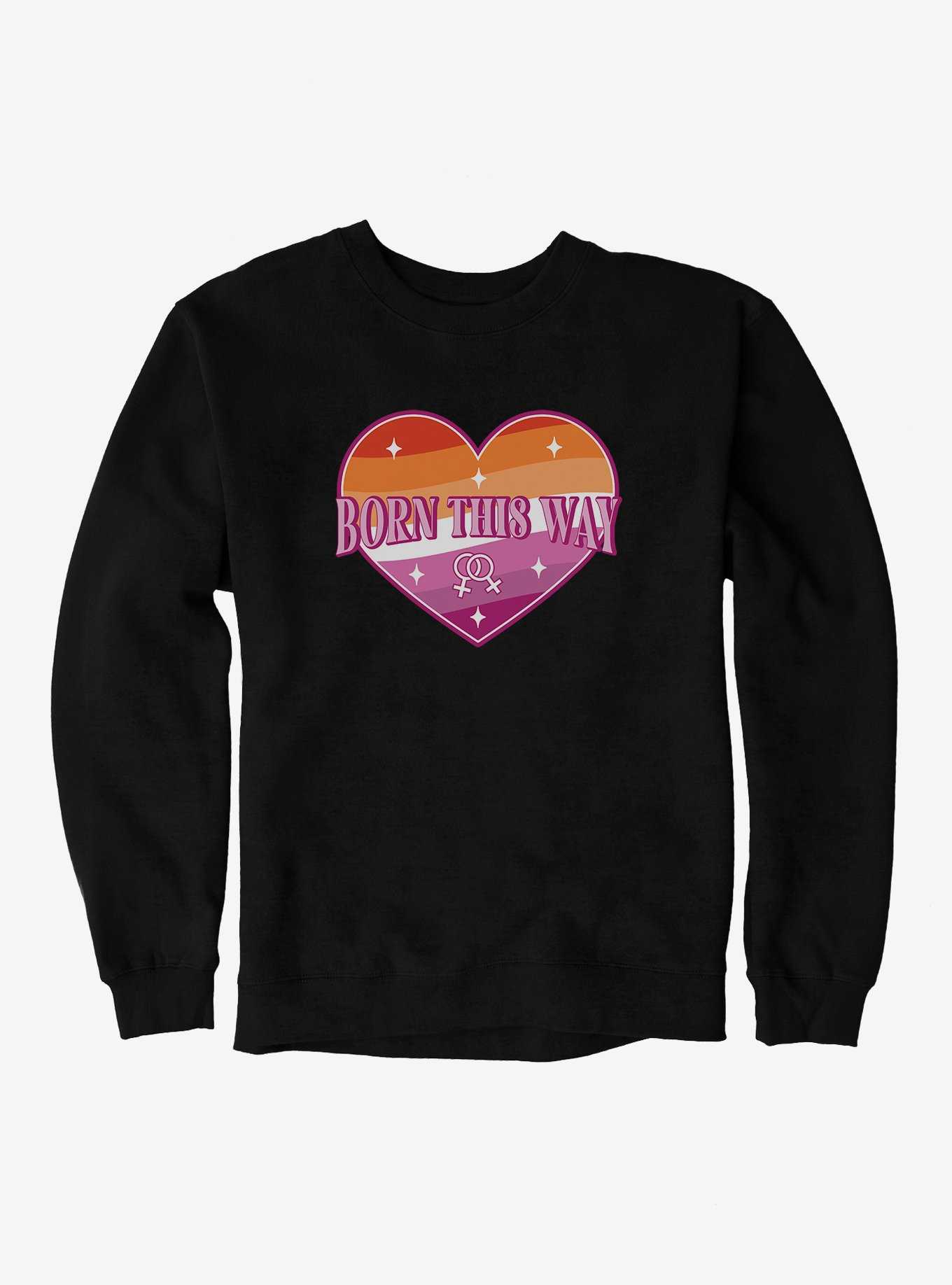 Pride Born This Way Lesbian Heart Sweatshirt, , hi-res