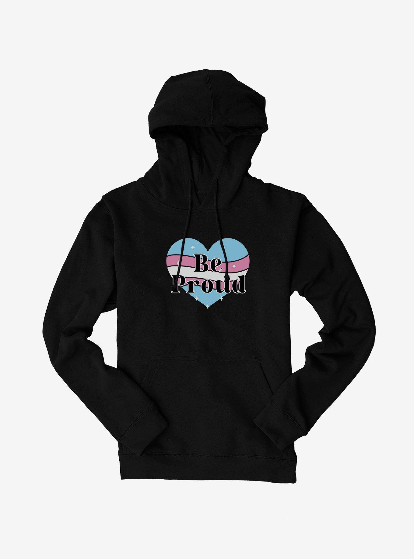 Pride Be Proud Heart Transgender Colors Hoodie, BLACK, hi-res