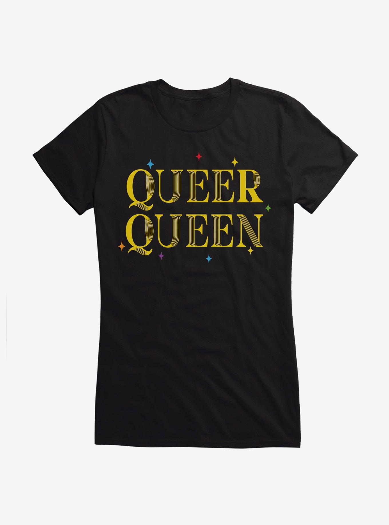 Pride Queer Queen Sparkle Girls T-Shirt, BLACK, hi-res