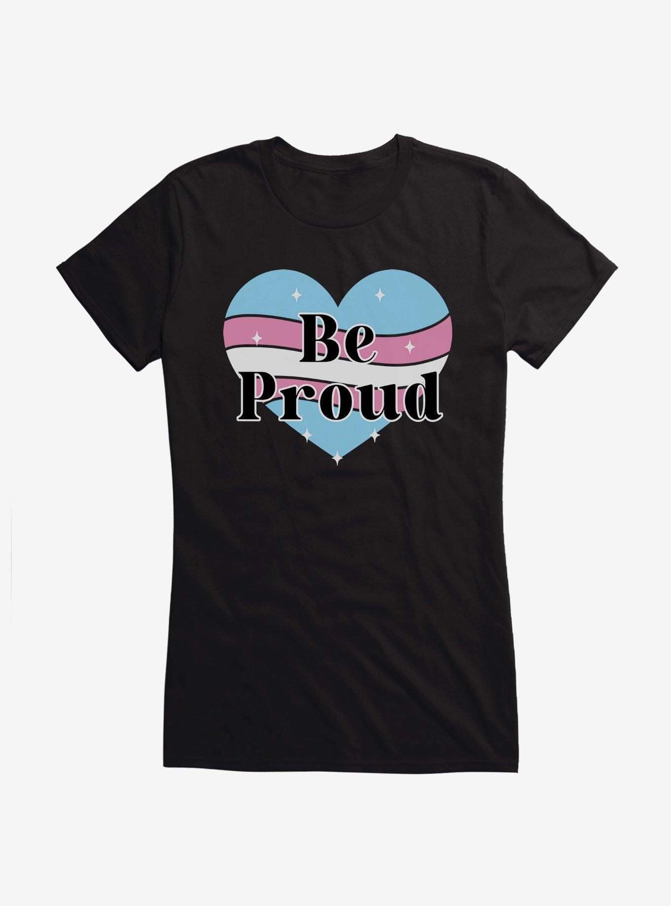 Pride Be Proud Heart Transgender Colors Girls T-Shirt, BLACK, hi-res