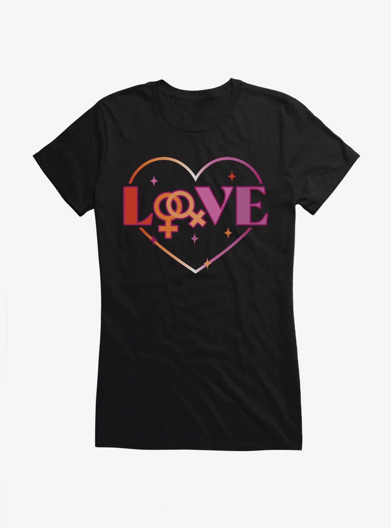 Pride Lesbian Love Heart Girls T-Shirt, , hi-res