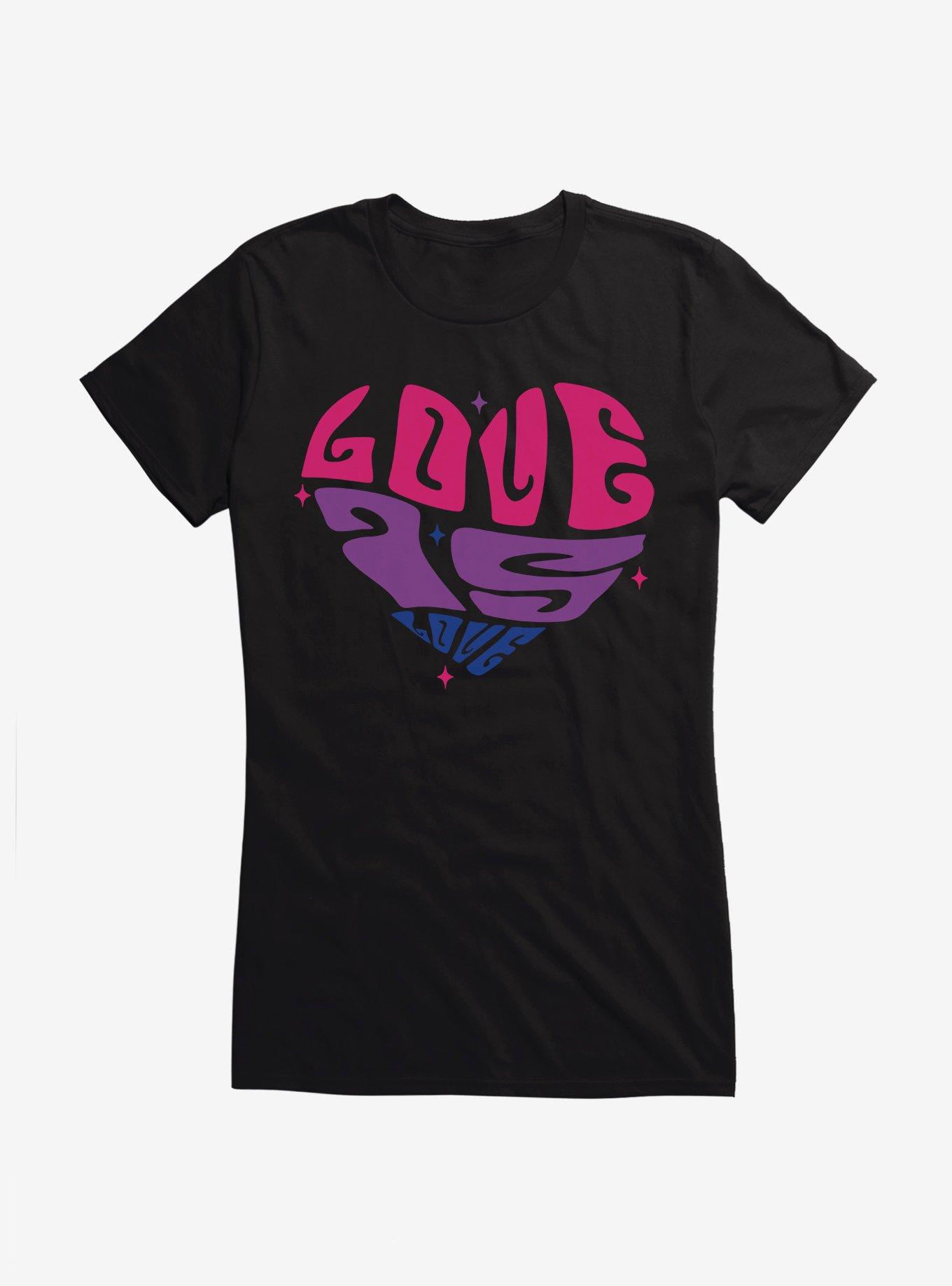 Pride Love Is Love Bisexual Colors Girls T-Shirt, BLACK, hi-res