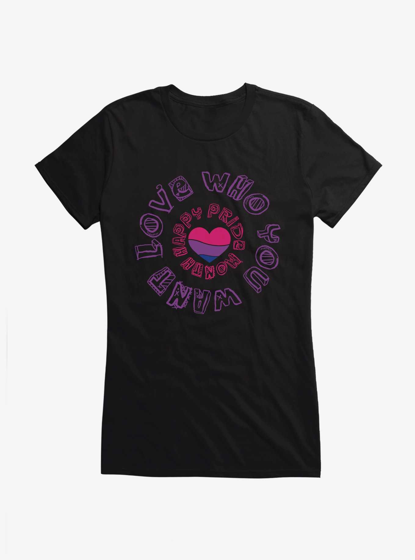 Pride Bisexual Heart Love Who You Want Girls T-Shirt, , hi-res