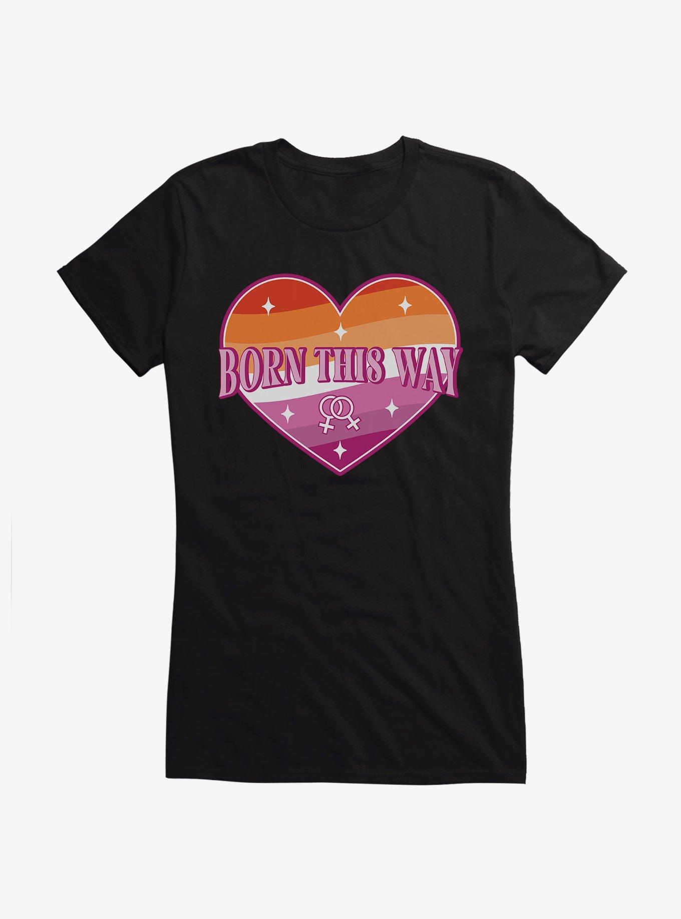 Pride Born This Way Lesbian Heart Girls T-Shirt - BLACK | Hot Topic