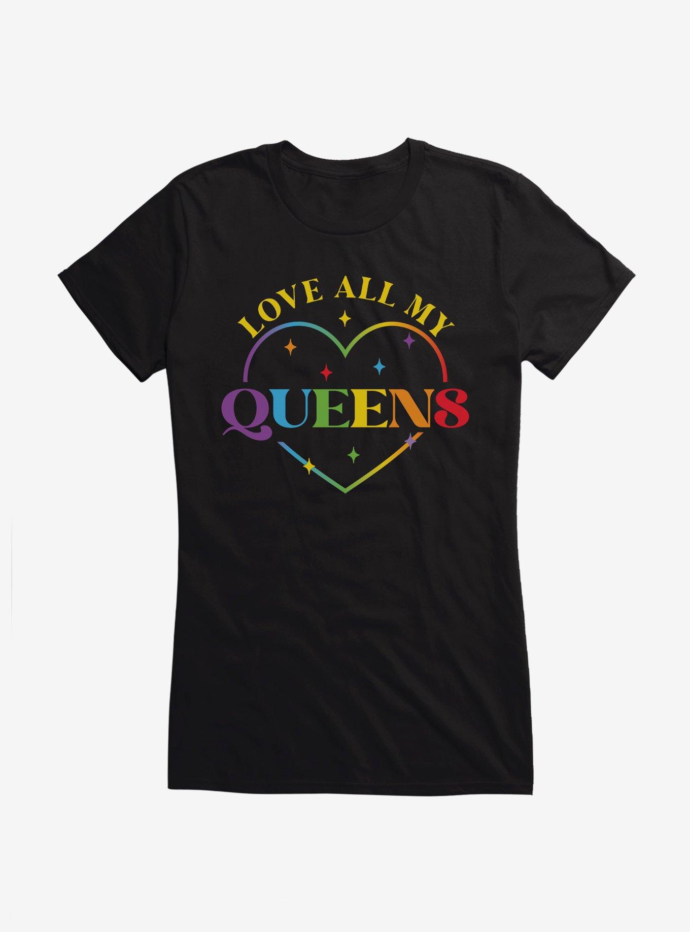 Pride Love All My Queens Heart Girls T-Shirt, BLACK, hi-res