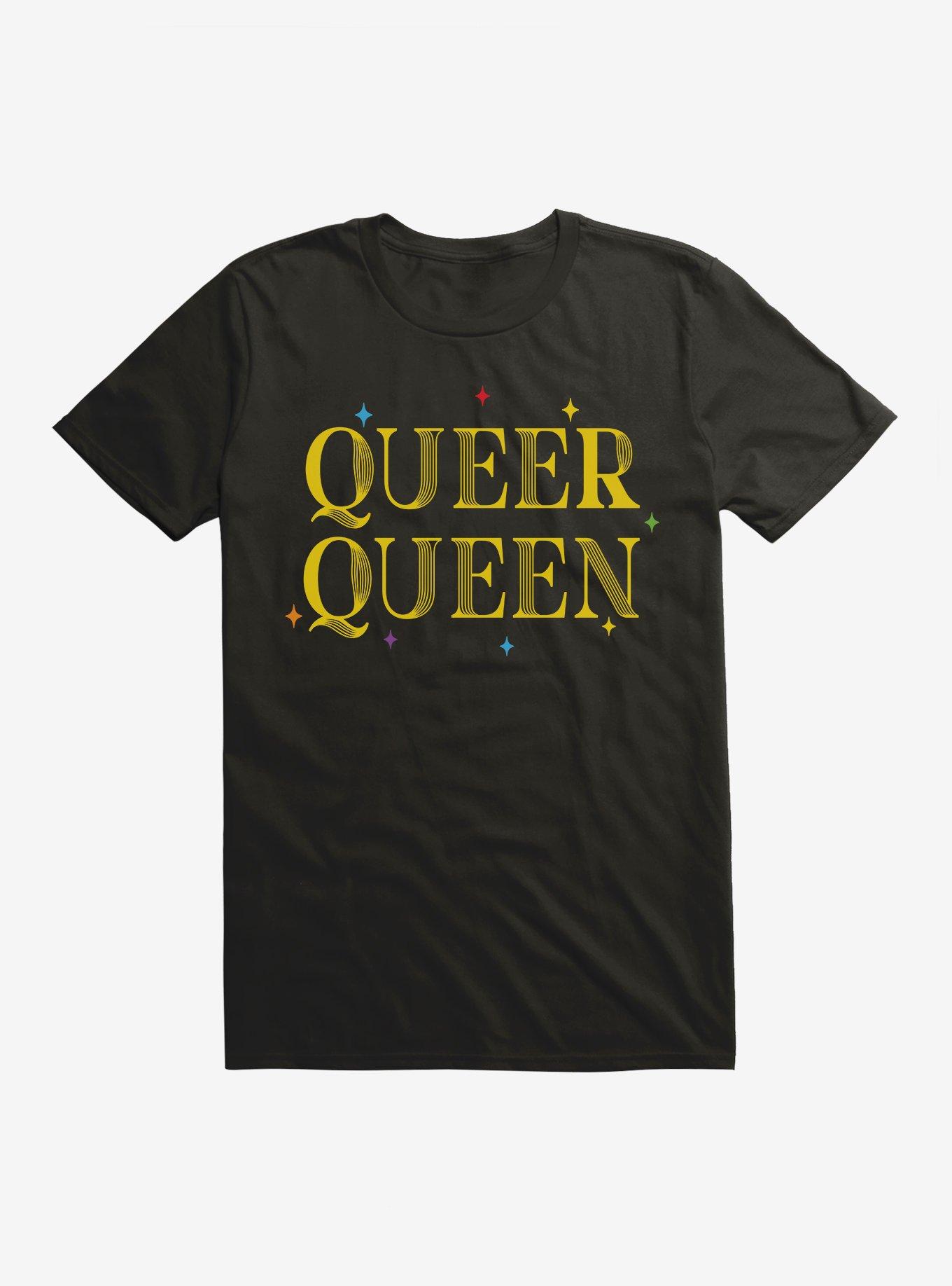 Pride Queer Queen Sparkle T-Shirt, BLACK, hi-res