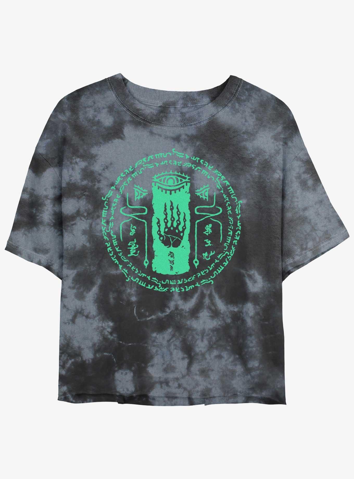 The Legend Of Zelda Glowing Shrine Rune Tie-Dye Girls Crop T-Shirt, BLKCHAR, hi-res