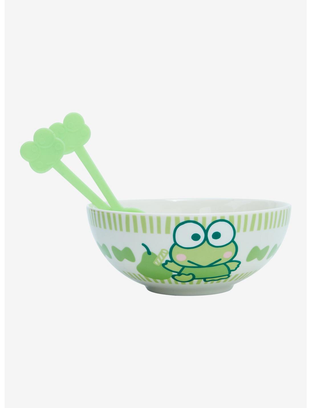 Keroppi Kawaii Milk Ceramic Bowl With Color-Changing Spoon, , hi-res