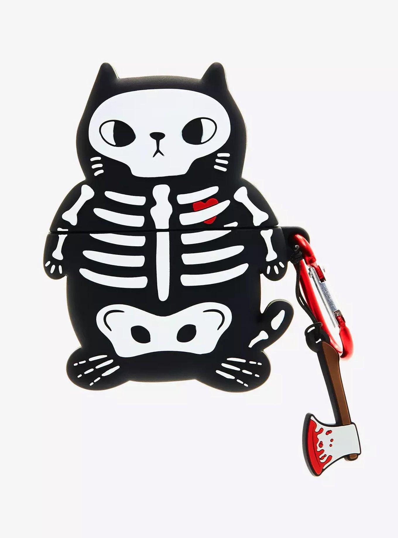 Horror Skeleton Cat Earbud Case Cover