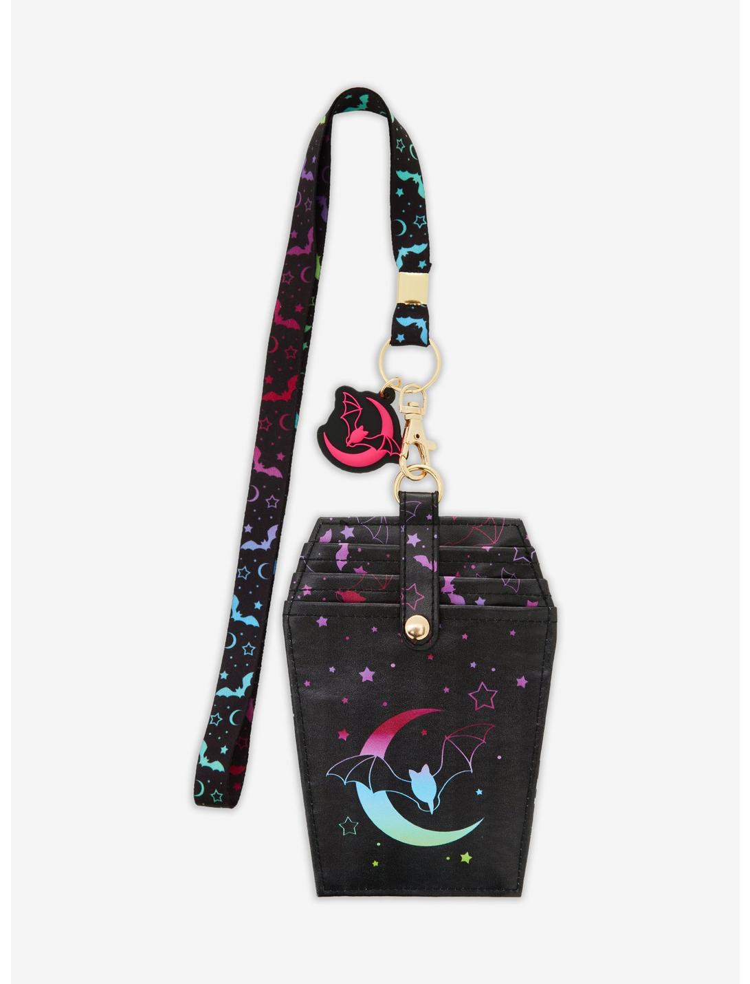Rainbow Bat Lanyard With Coffin Cardholder | Hot Topic