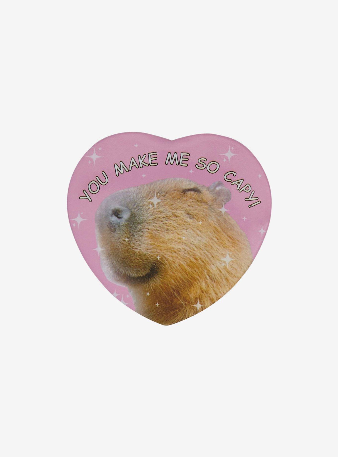 Happy Capy Heart 3 Inch Button, , hi-res