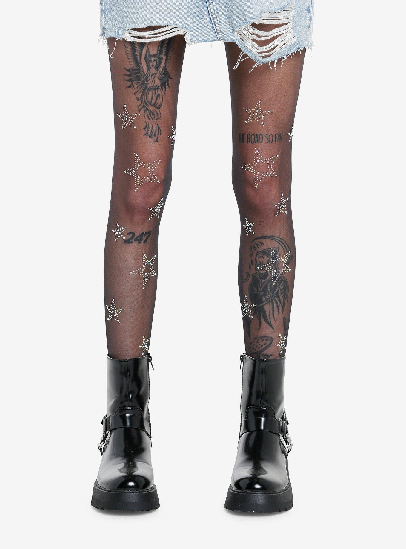 Hot Topic Shimmer Tights Black/Gold