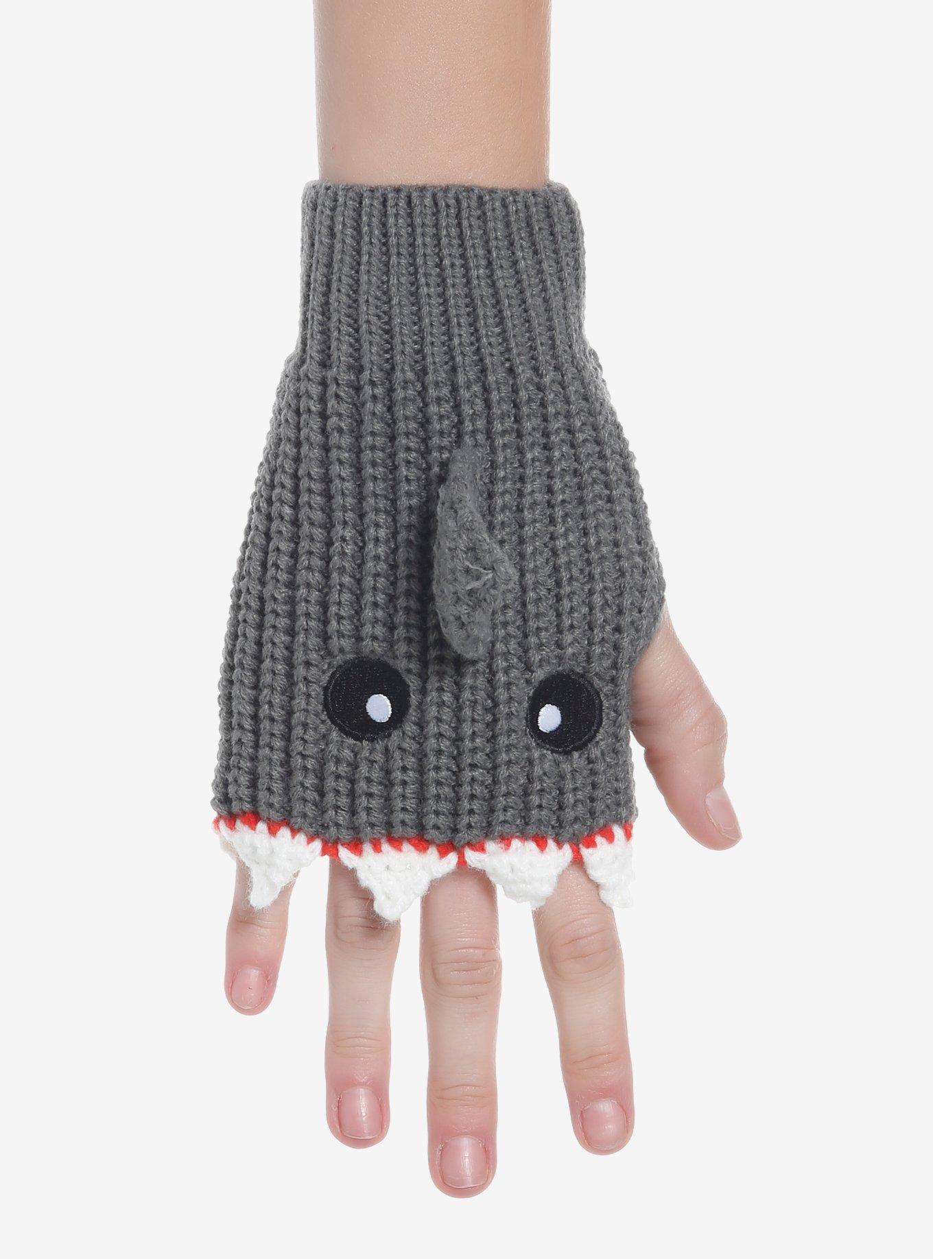 Shark Crochet Fingerless Gloves, , hi-res