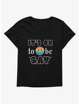Pride It's Ok Smiley Rainbow Face Womens T-Shirt Plus Size, , hi-res