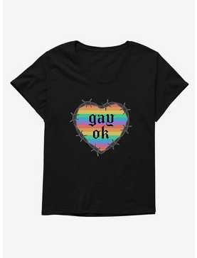 Pride Gay Ok Rainbow Heart Womens T-Shirt Plus Size, , hi-res