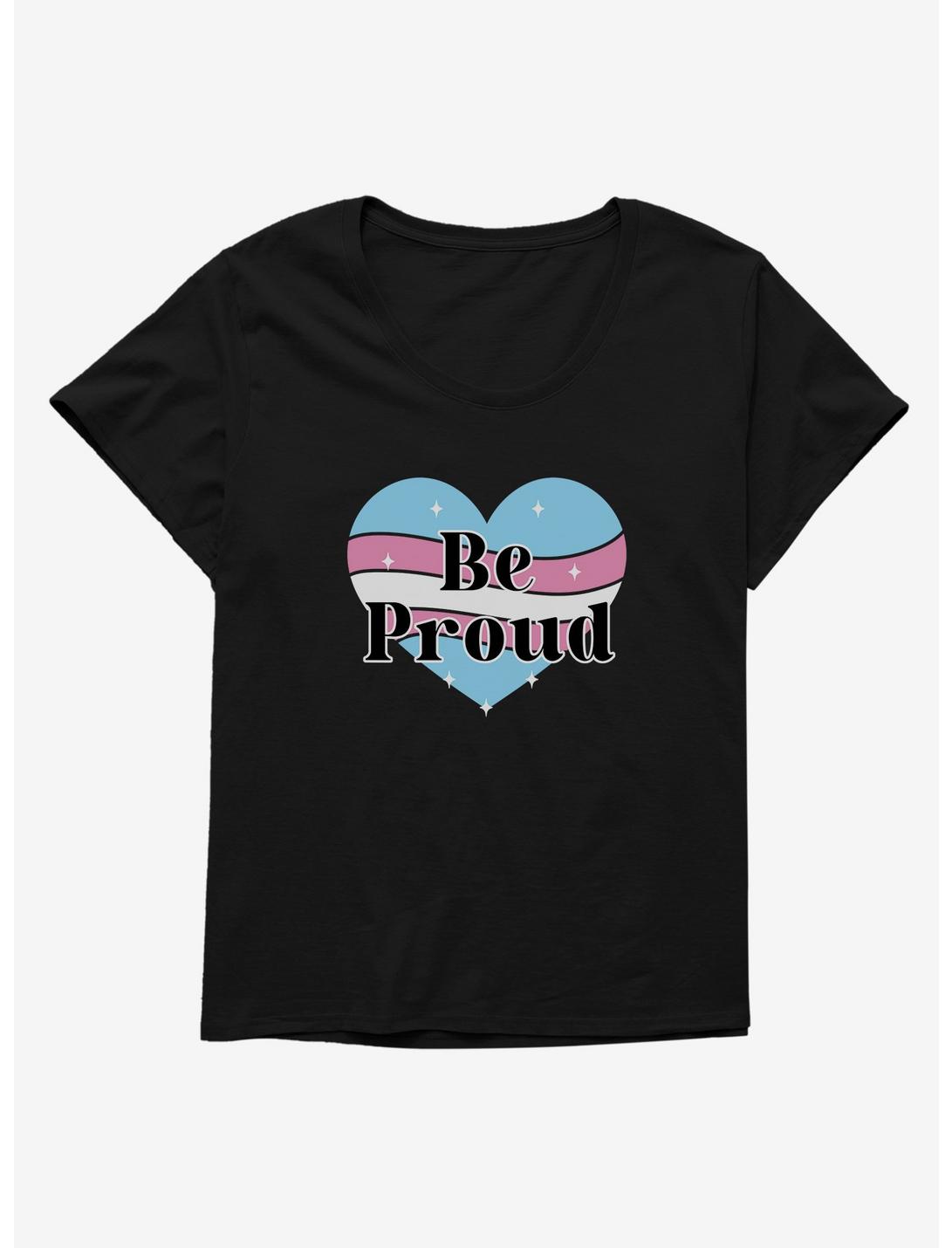 Pride Be Proud Heart Transgender Colors Womens T-Shirt Plus Size, BLACK, hi-res