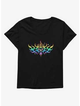 Pride Rainbow Flame Heart Womens T-Shirt Plus Size, , hi-res