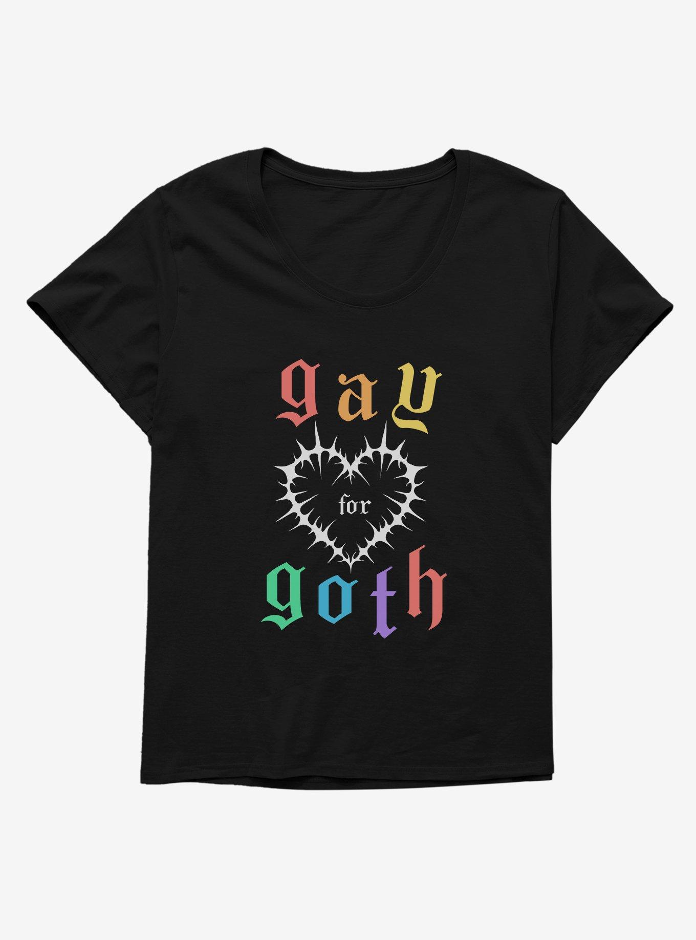 Pride Gay For Goth Womens T-Shirt Plus Size, BLACK, hi-res