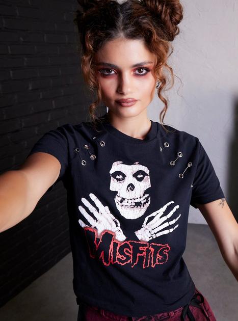 Misfits X Social Collision Fiend Safety Pin Girls Raglan T Shirt Hot