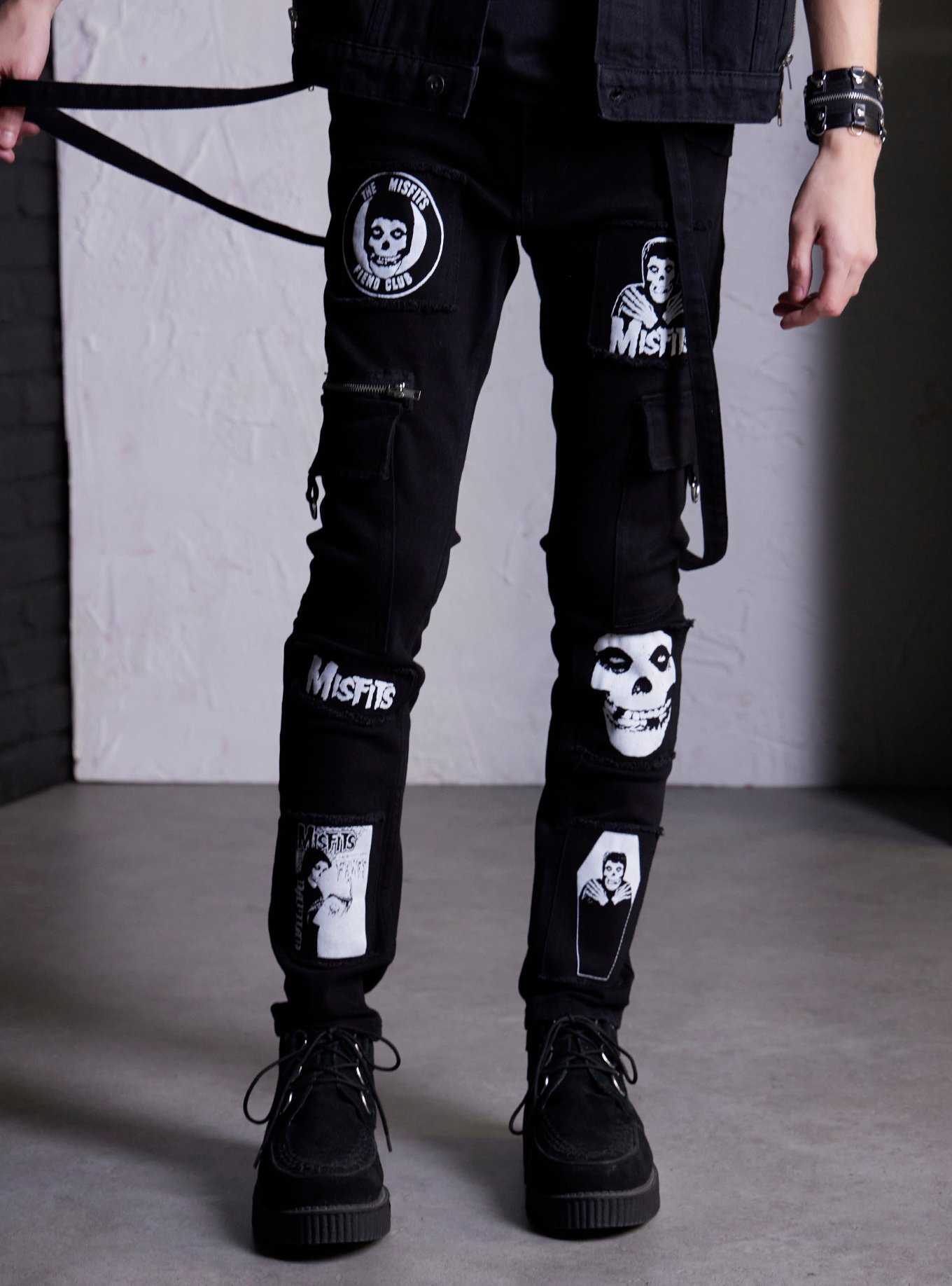 Hot Topic Black Denim Chain Jogger Pants