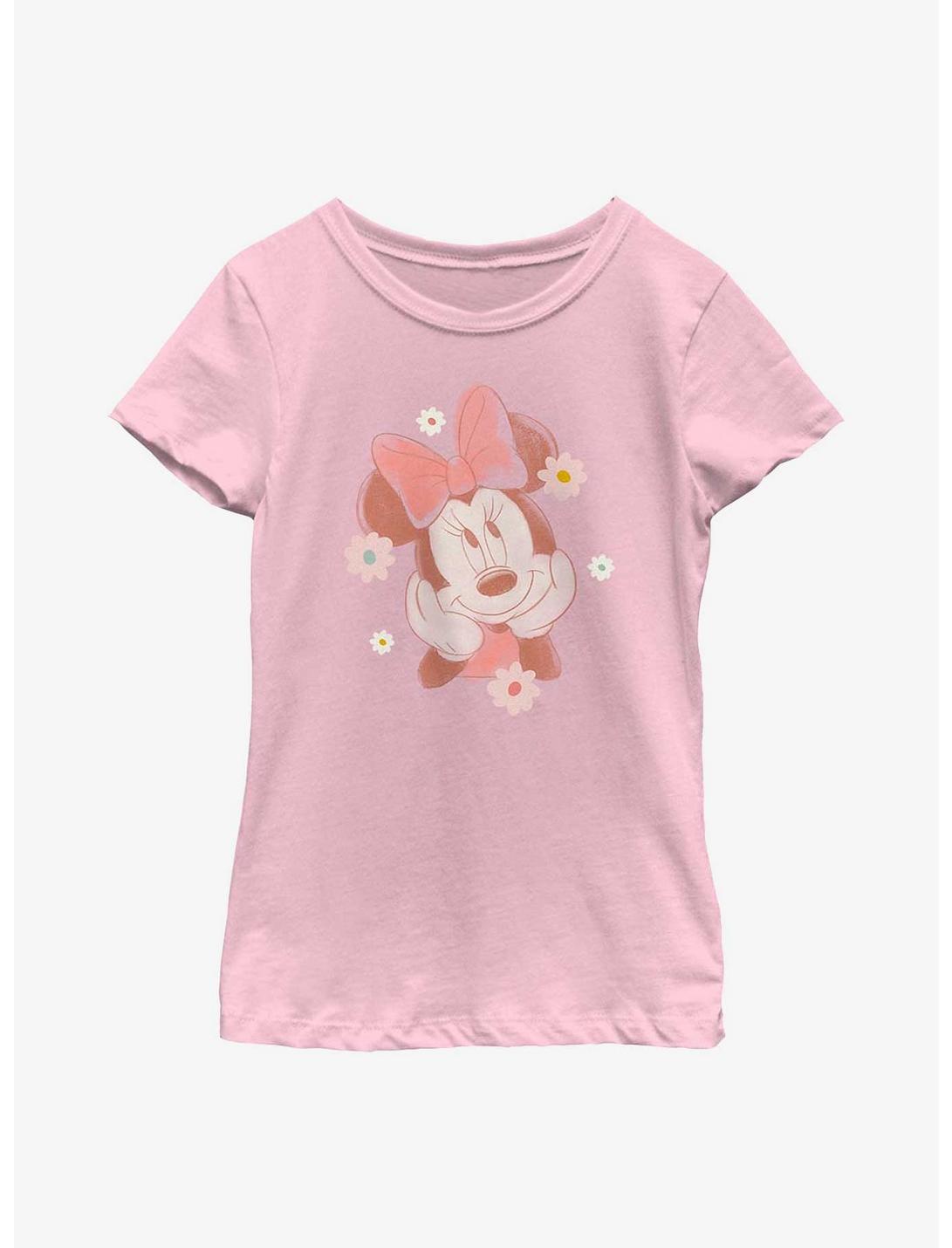 Disney Minnie Mouse Floral Frame Youth Girls T-Shirt, PINK, hi-res