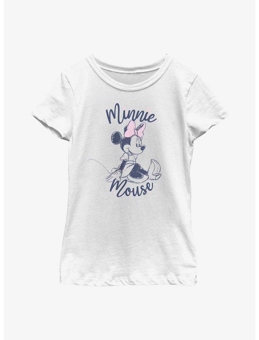 Disney Minnie Mouse Sitting Youth Girls T-Shirt, WHITE, hi-res