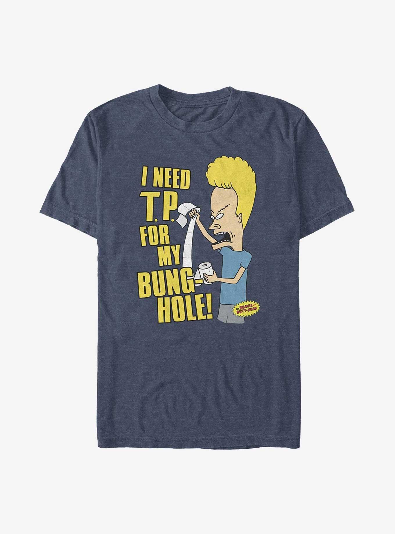 Beavis and Butt-Head T.P. For My Bung Hole Big & Tall T-Shirt, NAVY HTR, hi-res