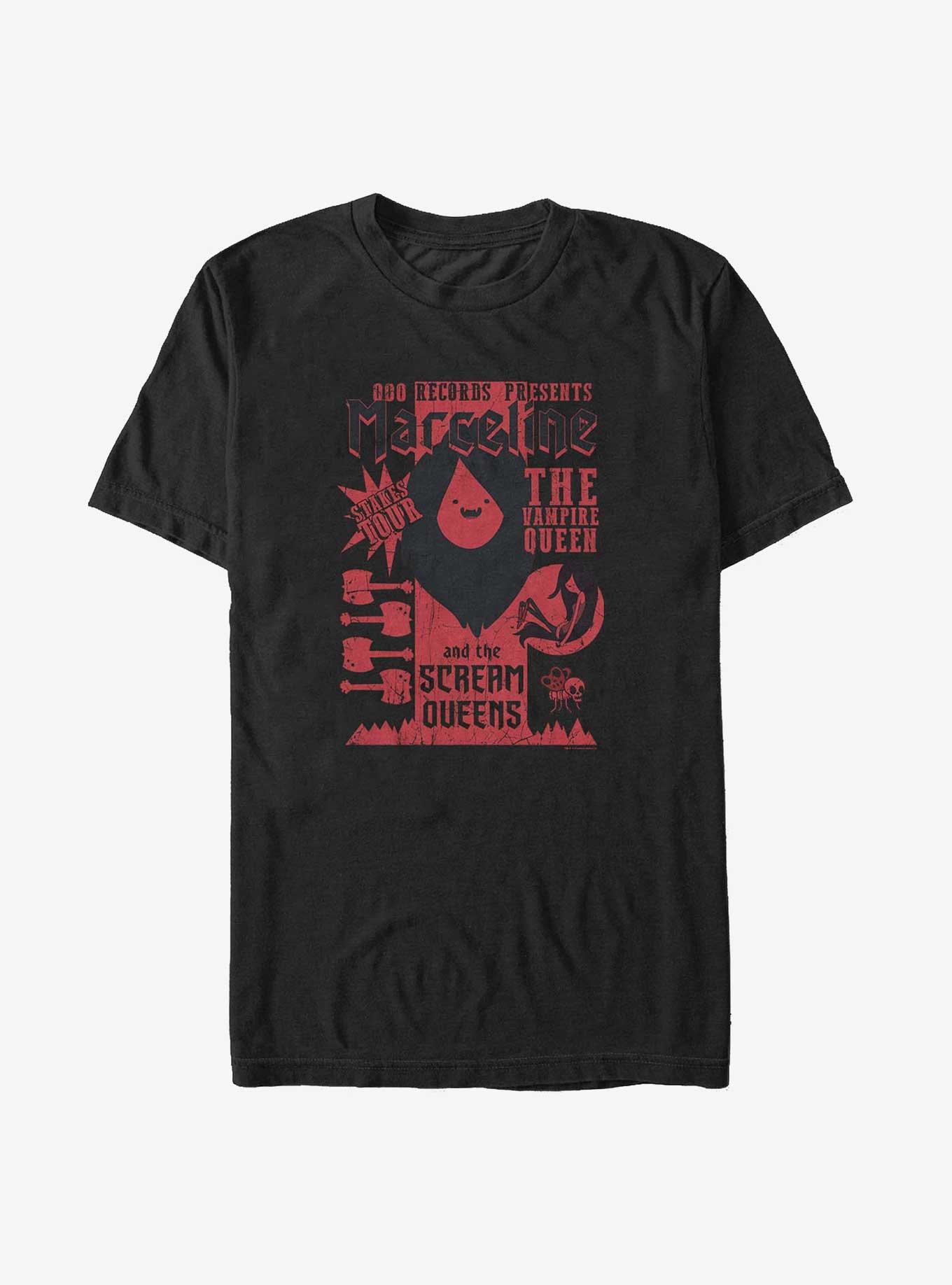 Adventure Time Marceline and the Scream Queens Stakes Tour Poster Big & Tall T-Shirt, BLACK, hi-res