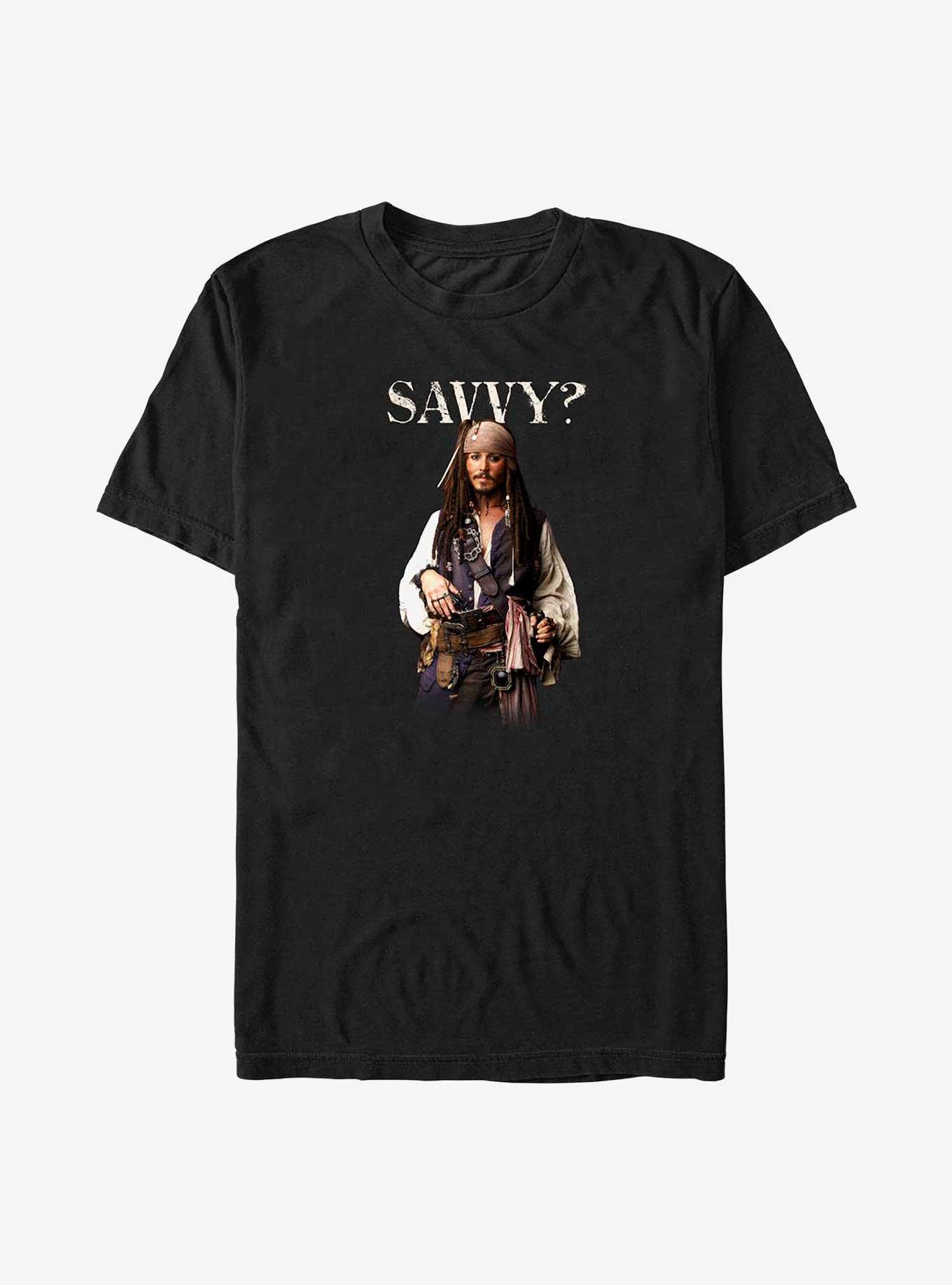 Disney Pirates of the Caribbean Savvy Captain Jack Sparrow Big & Tall T-Shirt, BLACK, hi-res