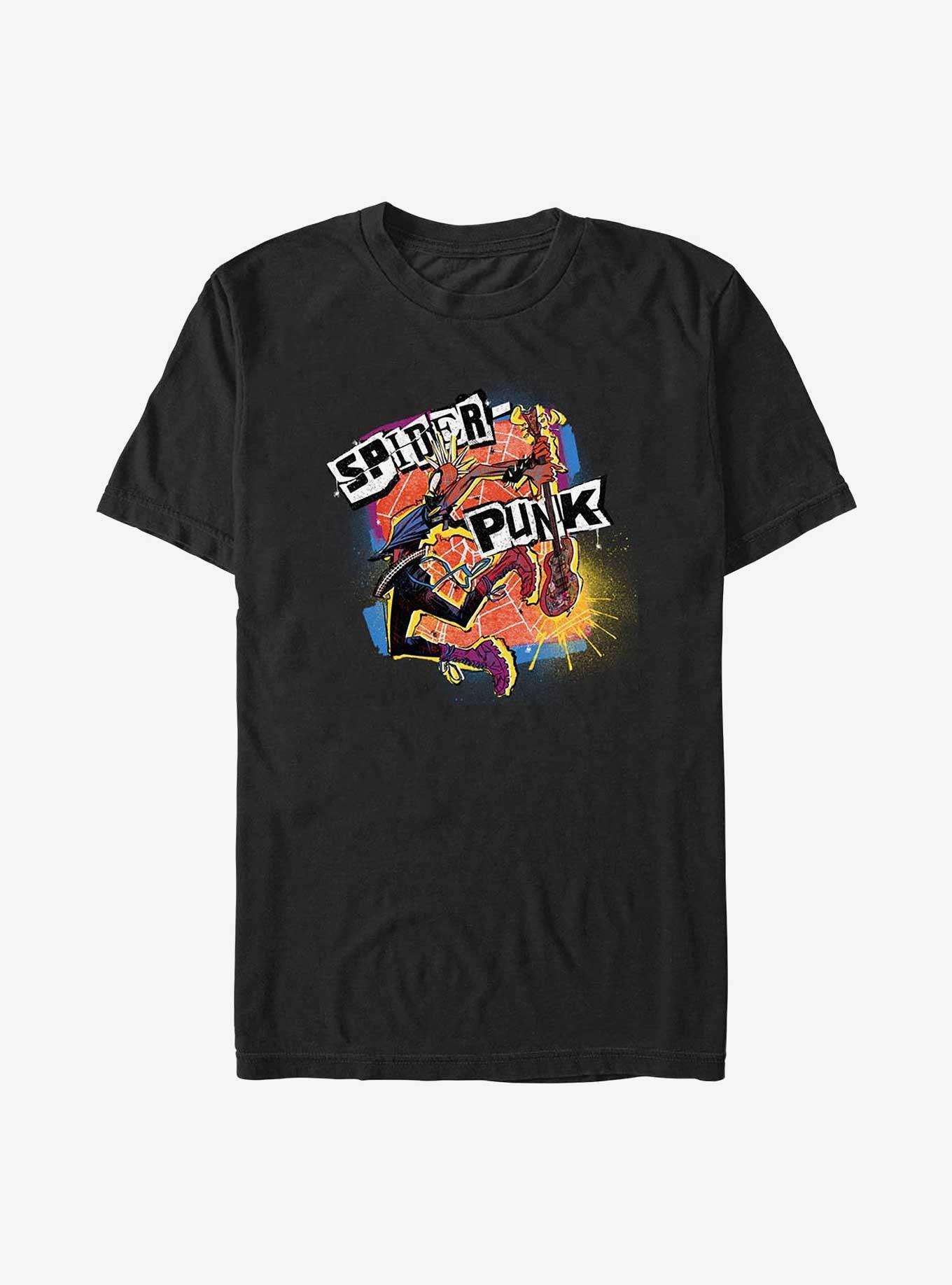 Marvel Spider-Man: Across The Spider-Verse Spider-Punk Guitar Smash Big & Tall T-Shirt, BLACK, hi-res