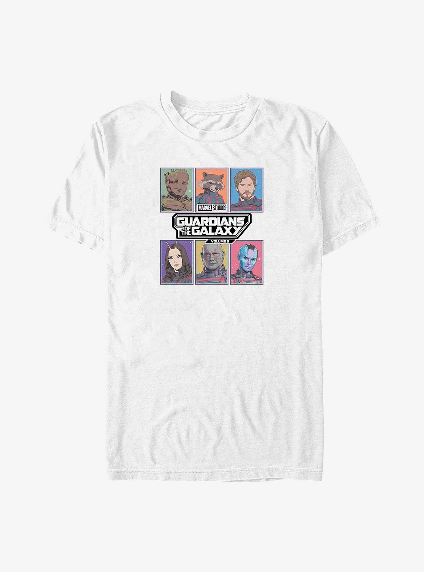 Marvel Guardians of the Galaxy Vol. 3 Pastel Boxes Big & Tall T-Shirt, WHITE, hi-res