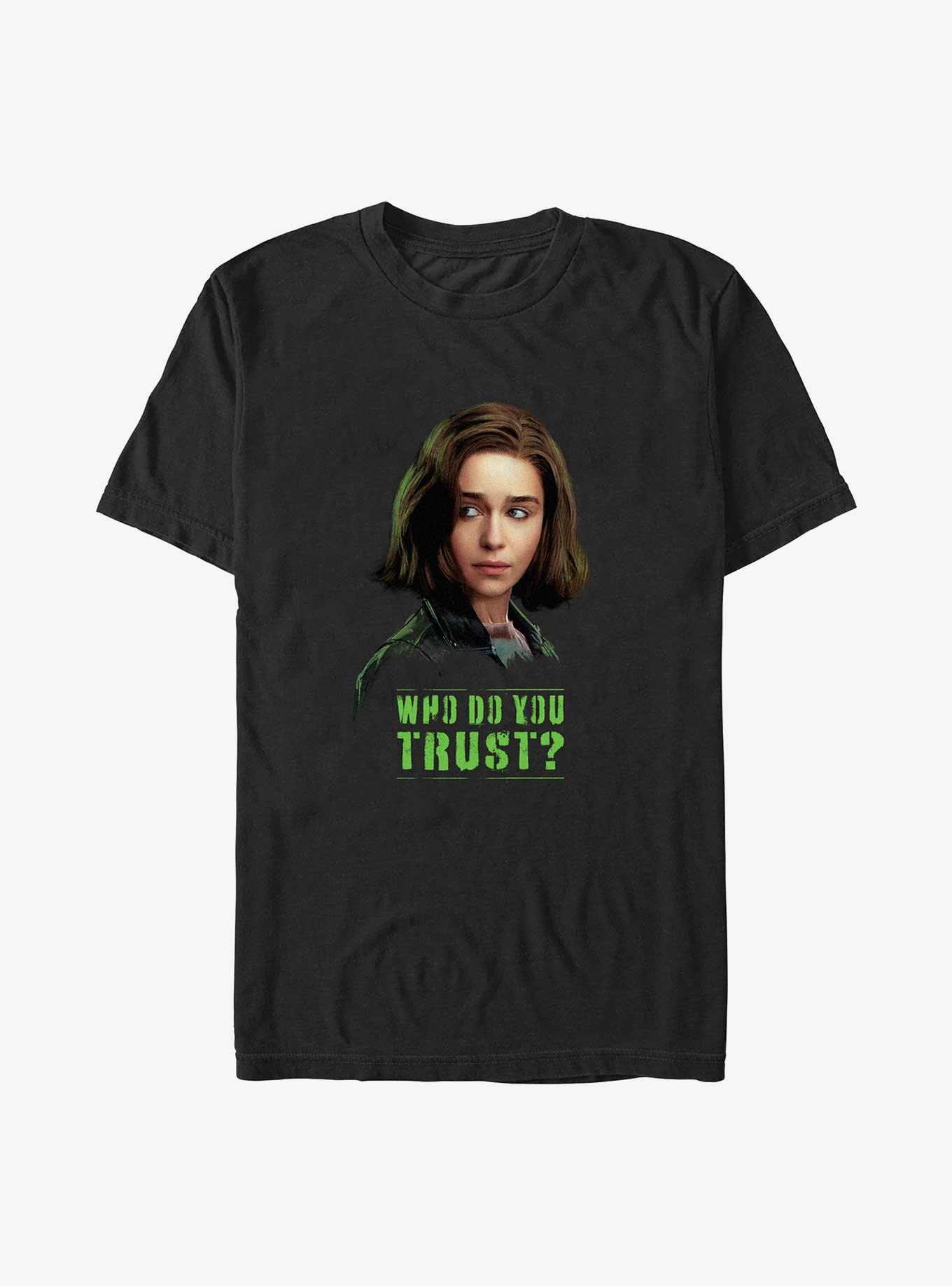 Marvel Secret Invasion Abigail Brand Who Do You Trust Poster Big & Tall T-Shirt, BLACK, hi-res