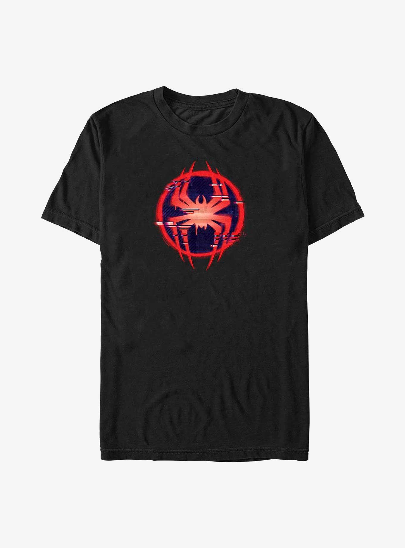 Marvel Spider-Man: Across The Spider-Verse Glitch Spider Symbol Big & Tall T-Shirt, BLACK, hi-res