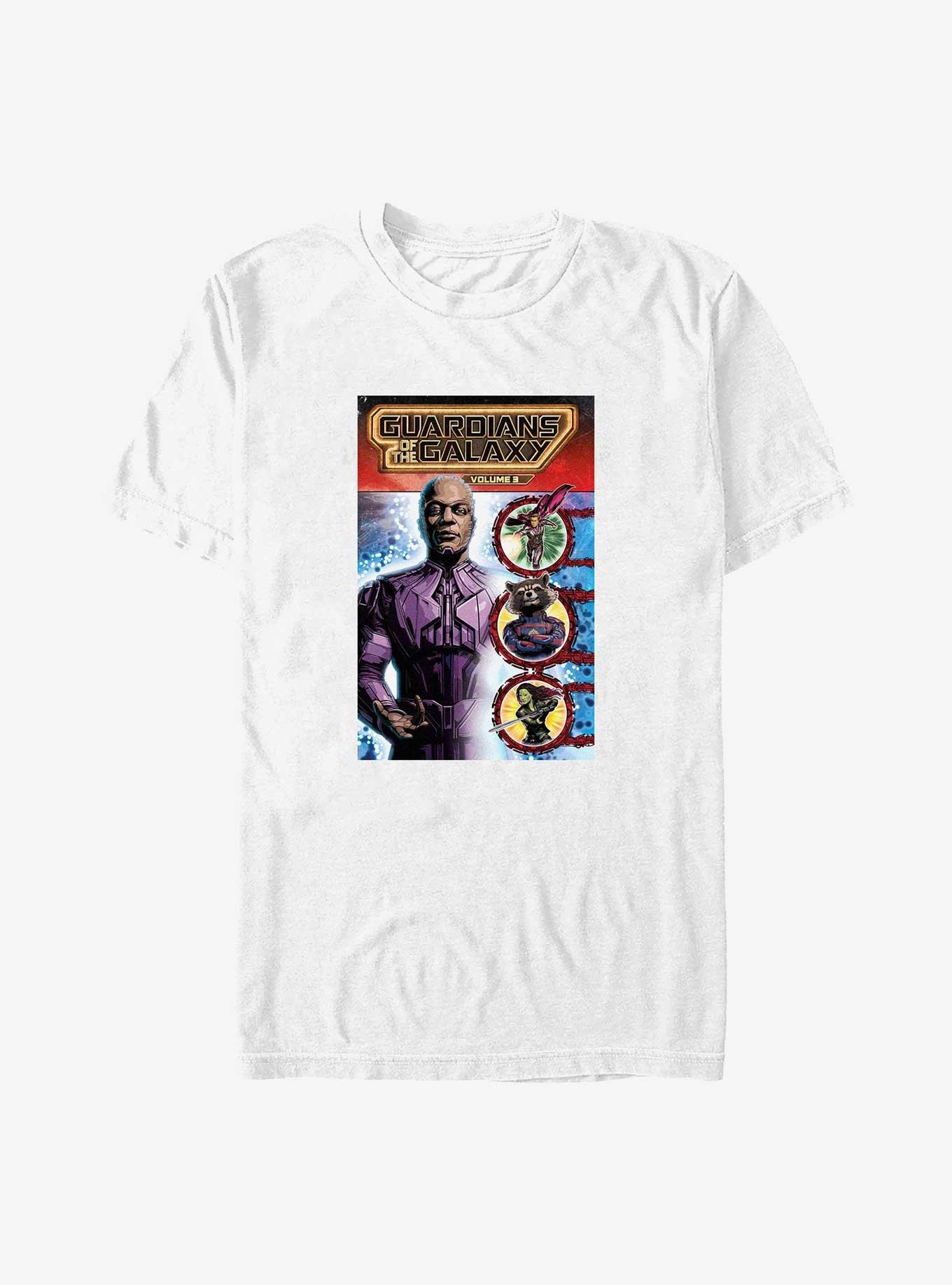 Marvel Guardians of the Galaxy Vol. 3 Evolutionary Comic Poster Big & Tall T-Shirt, WHITE, hi-res