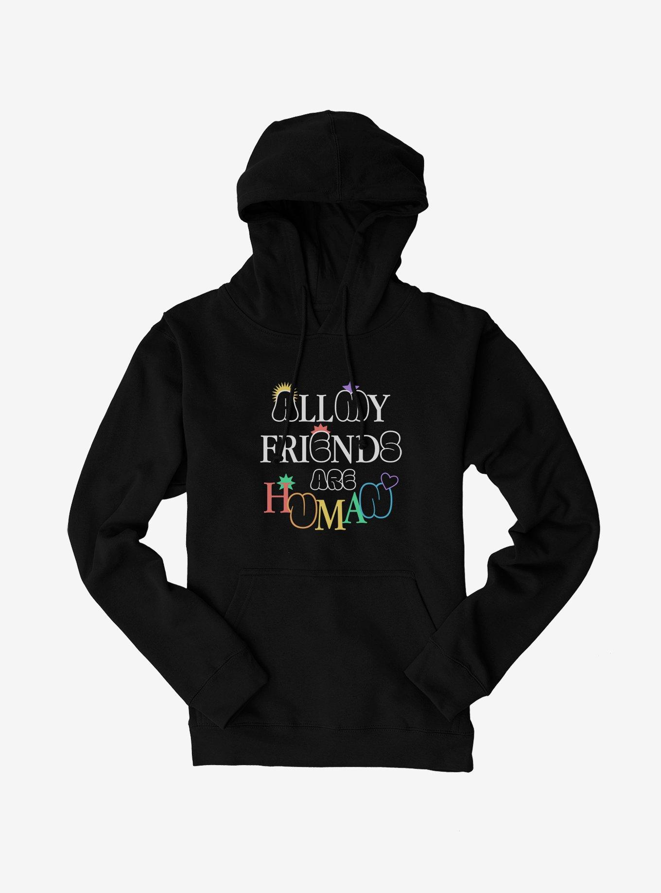 Pride All My Friends Are Human Hoodie, BLACK, hi-res