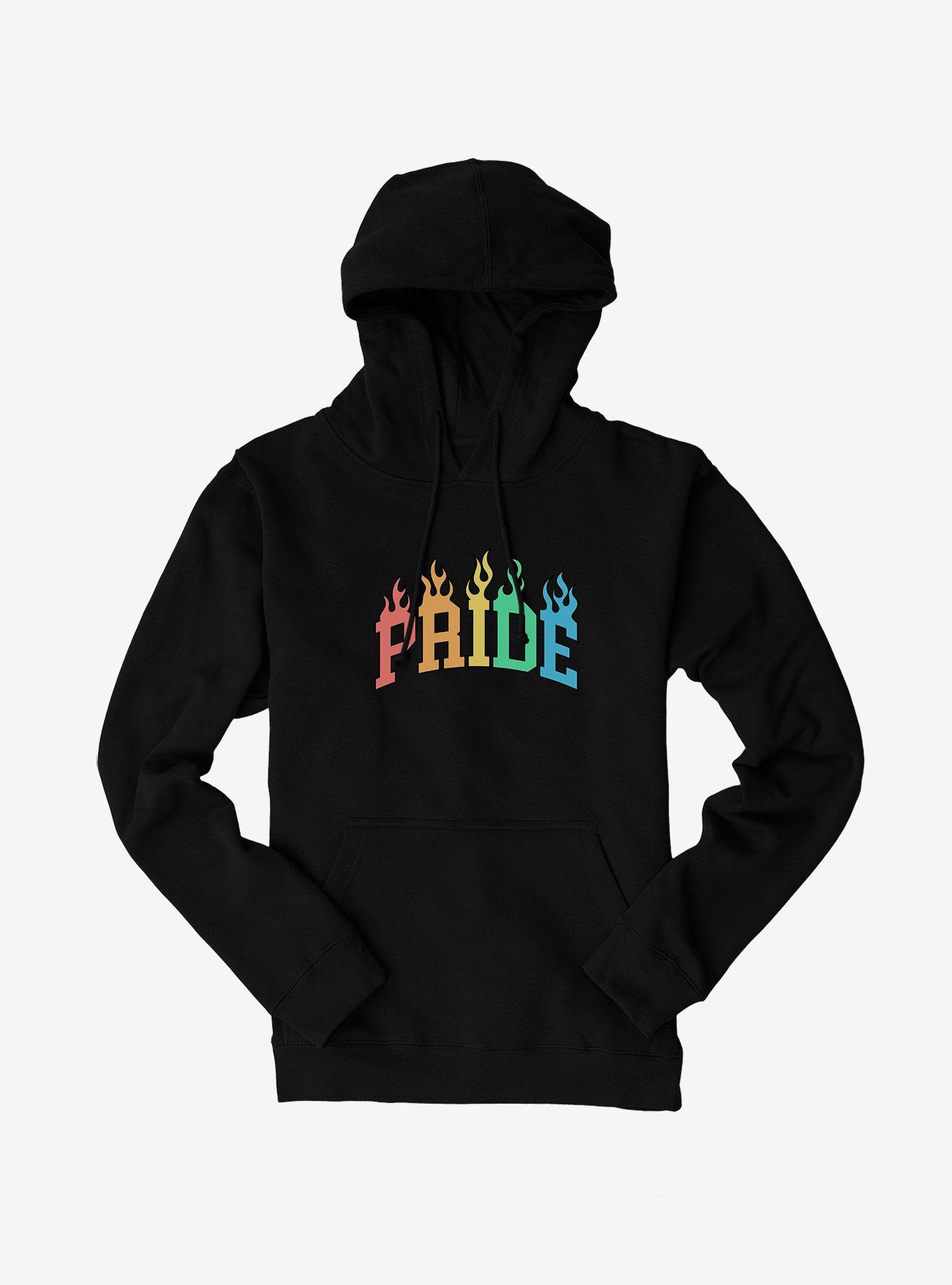 Pride Collegiate Pride Flames Hoodie, BLACK, hi-res